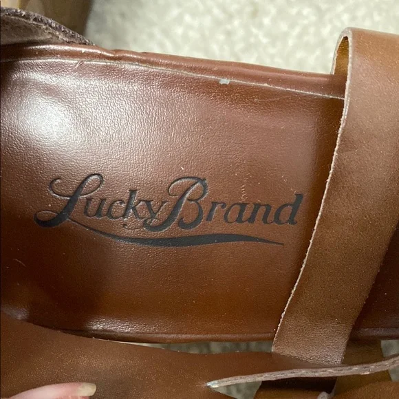 Lucky Brand Brown Strappy Wedge Sandals - Picture 2 of 6